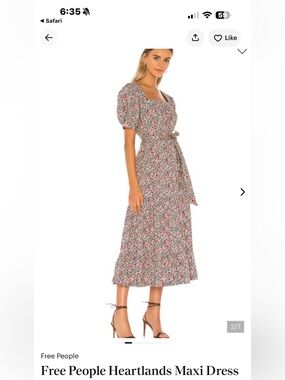 Free People Floral Maxi Dress in Red, Light Blue and Cream Medium